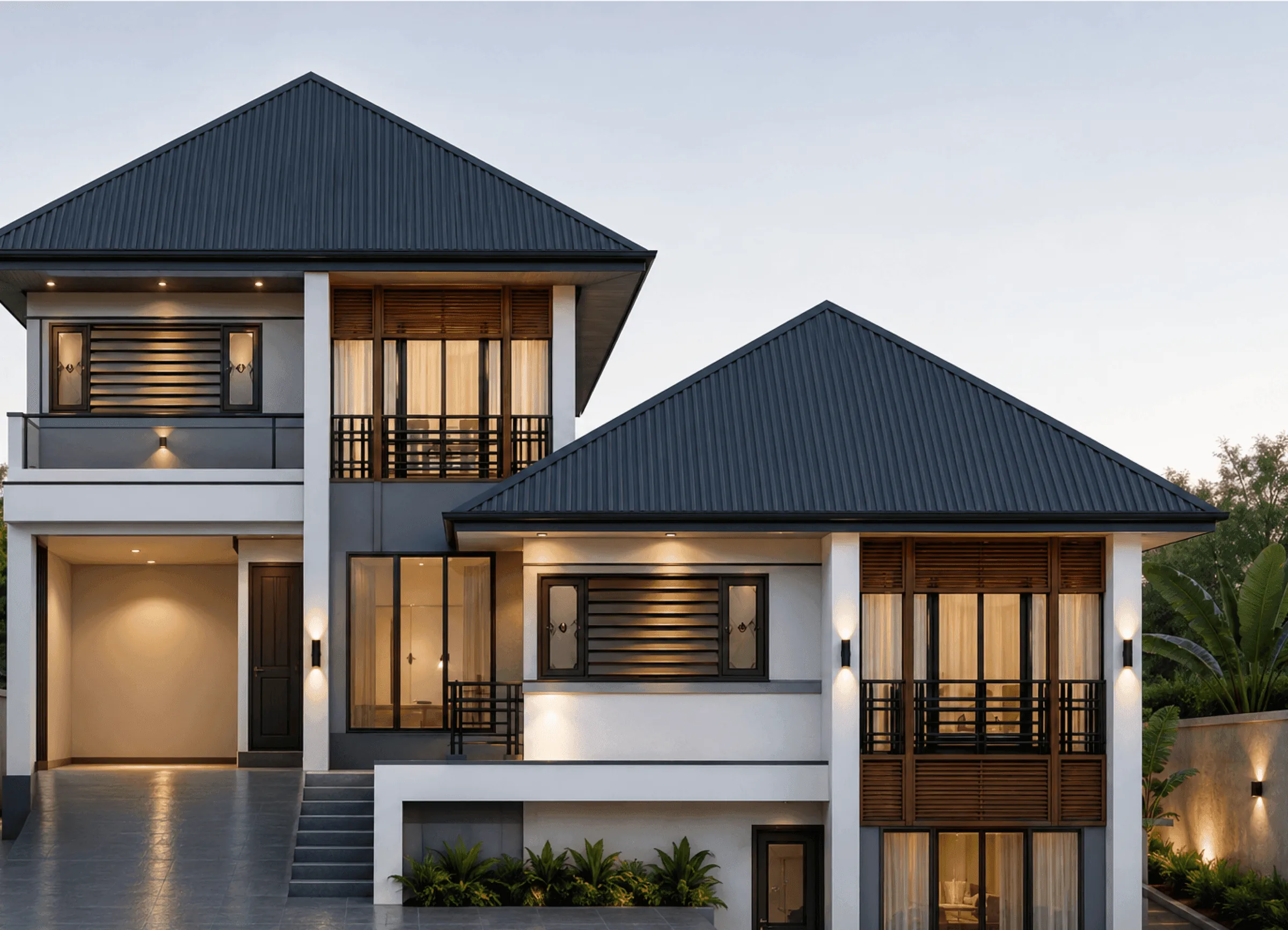 A completed AMH project at dusk